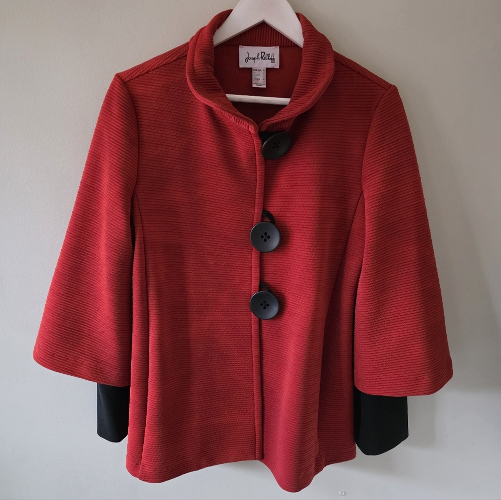 Joseph Ribkoff 10 Modern Contemporary Abstract Ribbed Pique Knit Swing Blazer - Picture 15 of 15